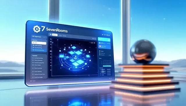 SevenRooms platform showcasing its booking system features.