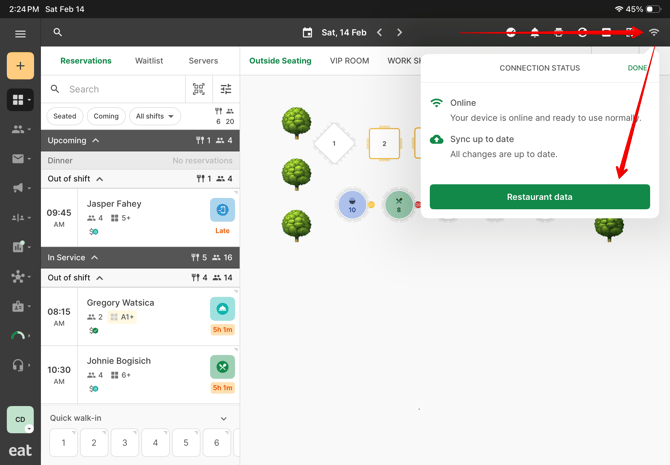 ipad restaurant data