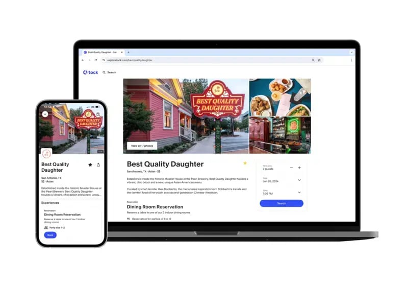 A business page inside Tock