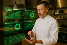 Restaurant manager monitoring on the tab