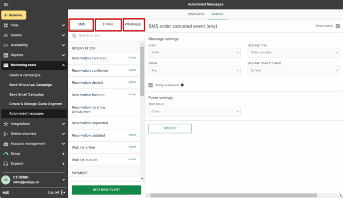 Messaging Events Templates