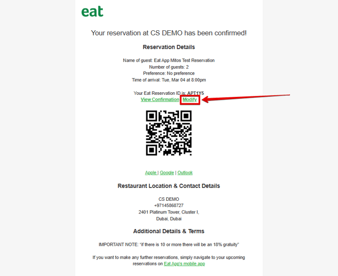 Modify Reservation SS