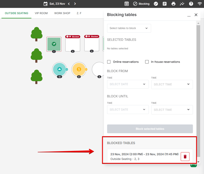 delete block tables