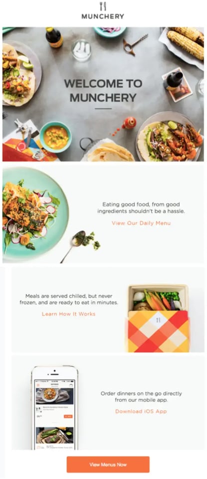 Munchery's welcome email 