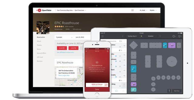 OpenTable's online booking system in action.