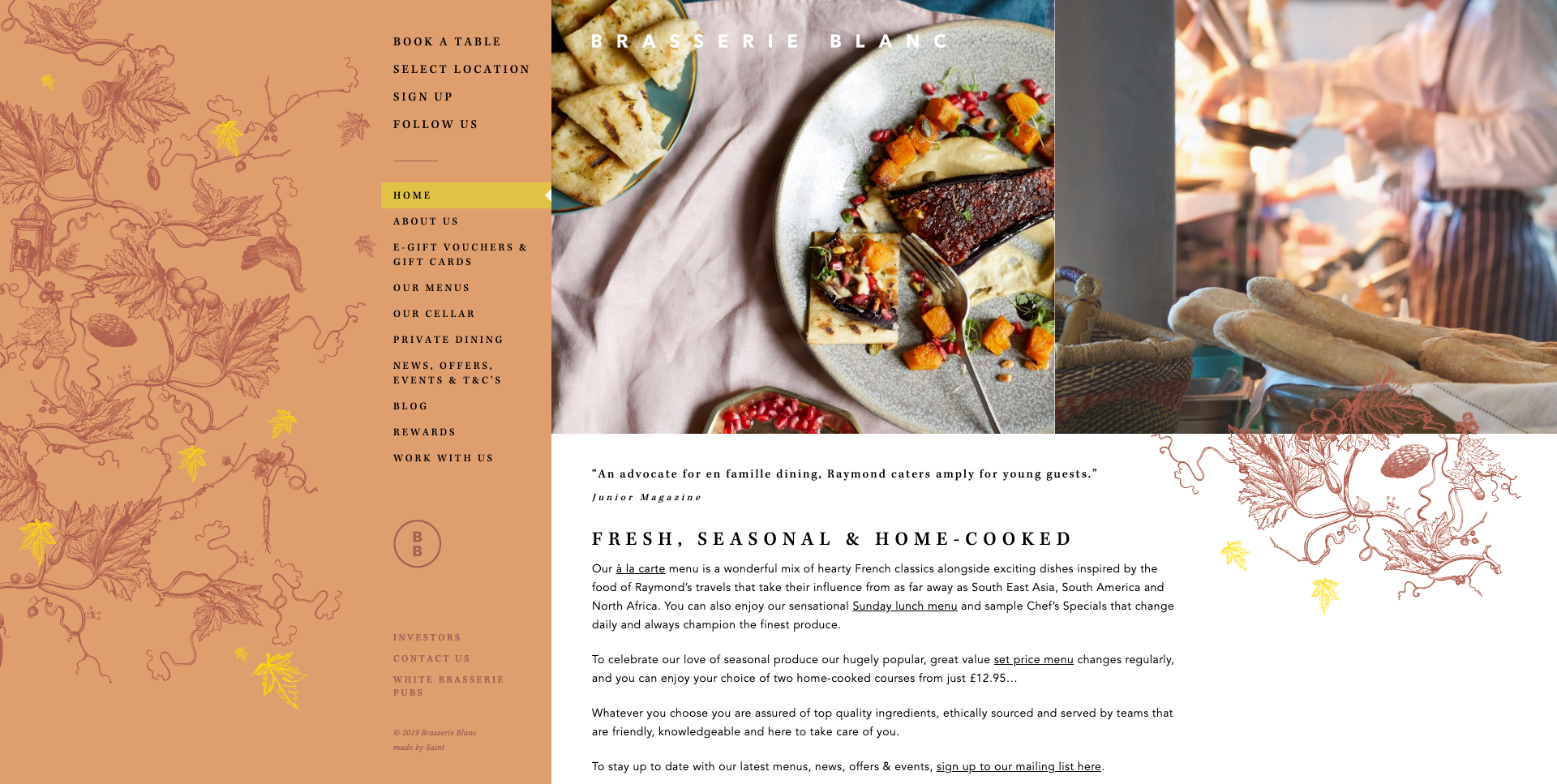 Brasserie Blanc Restaurant Website Design