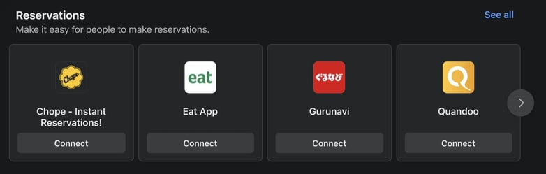 eat app facebook integration setup step 2