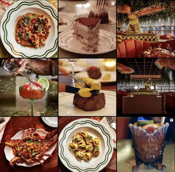 The restaurant's Instagram feed is highly curated and features beautiful photos