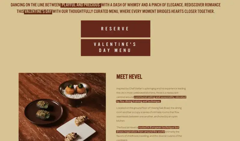 V-day Landing Page for Restaurants