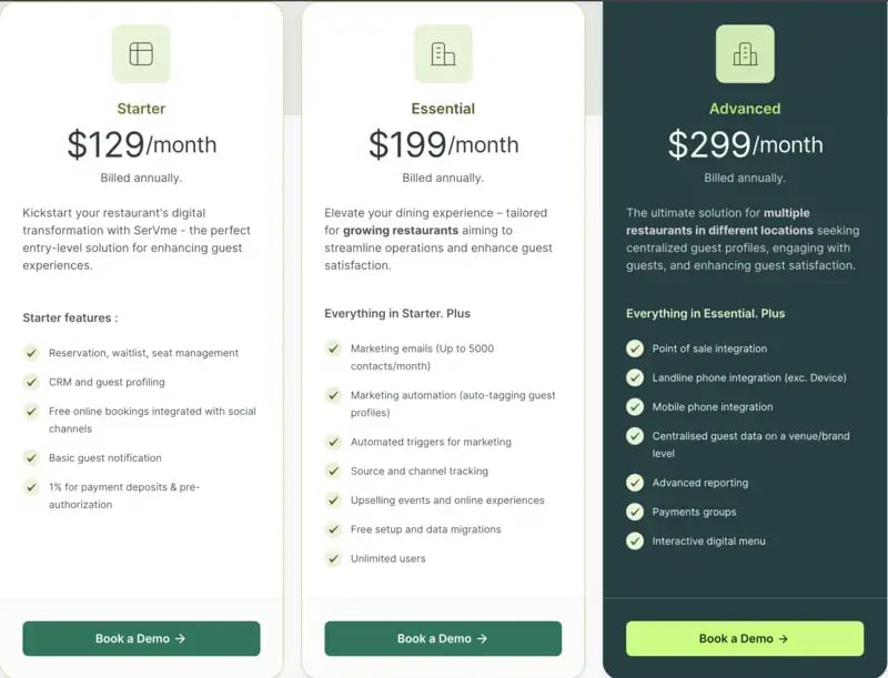 Servme Pricing Plans