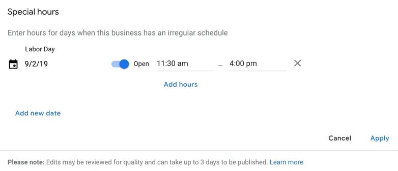 google hours