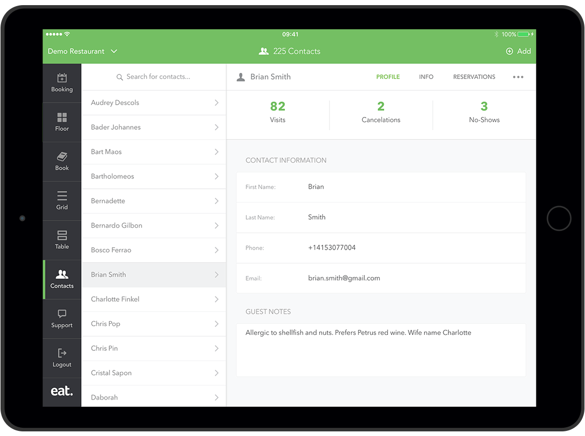 reservation system ipad