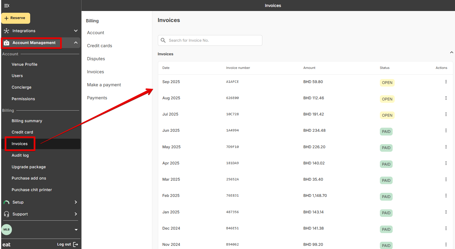 How to view an invoice
