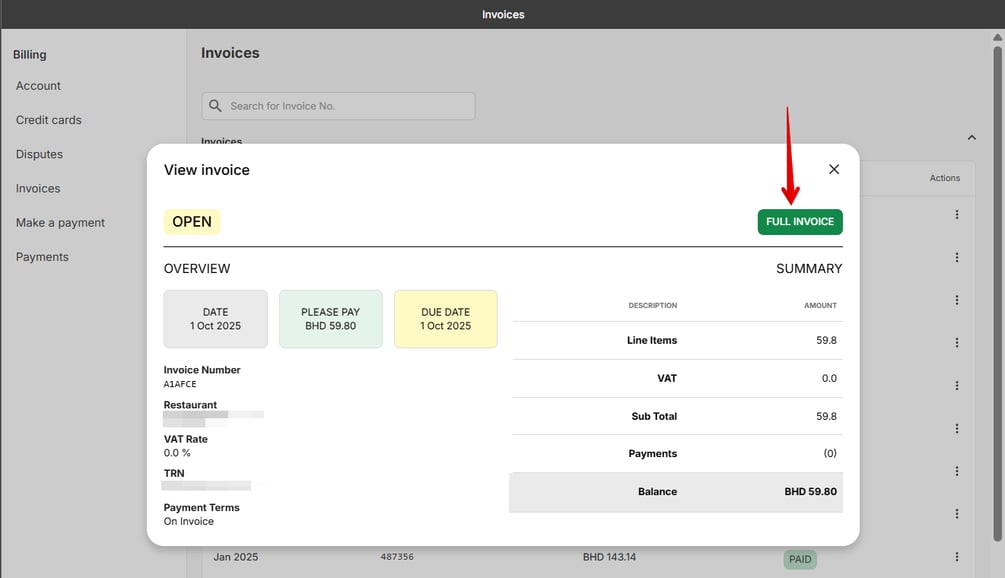 How to view an invoice