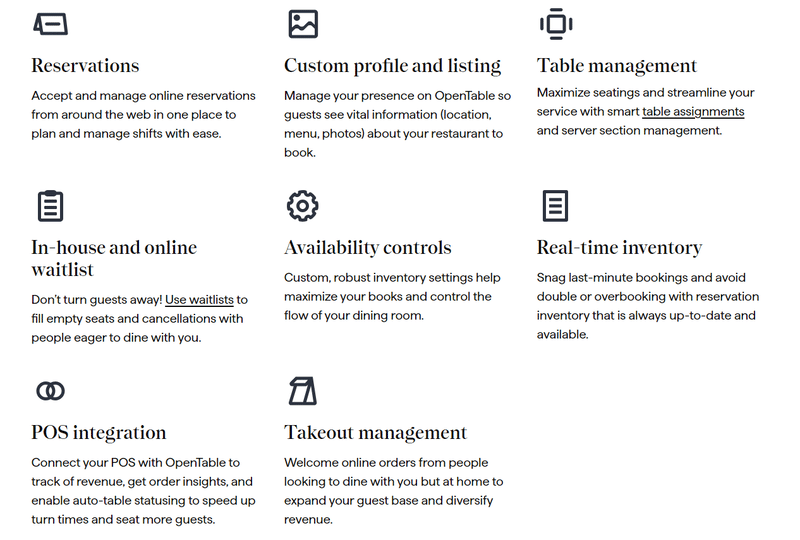 OpenTable features