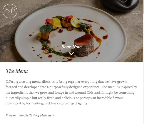 Winning restaurant website design — The Black Swan Oldstead