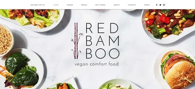 Winning restaurant website design — Red Bamboo, New York, US