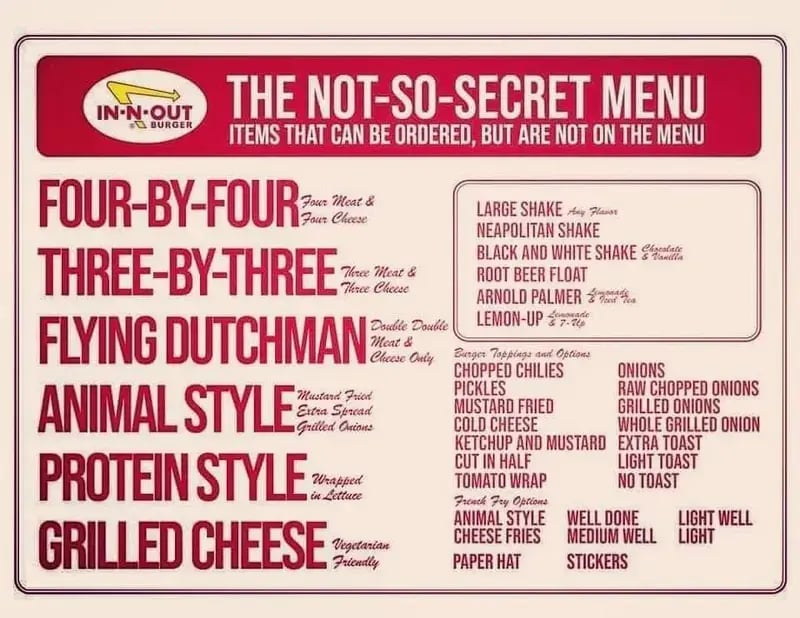 In-N-Out Burger's secret menu