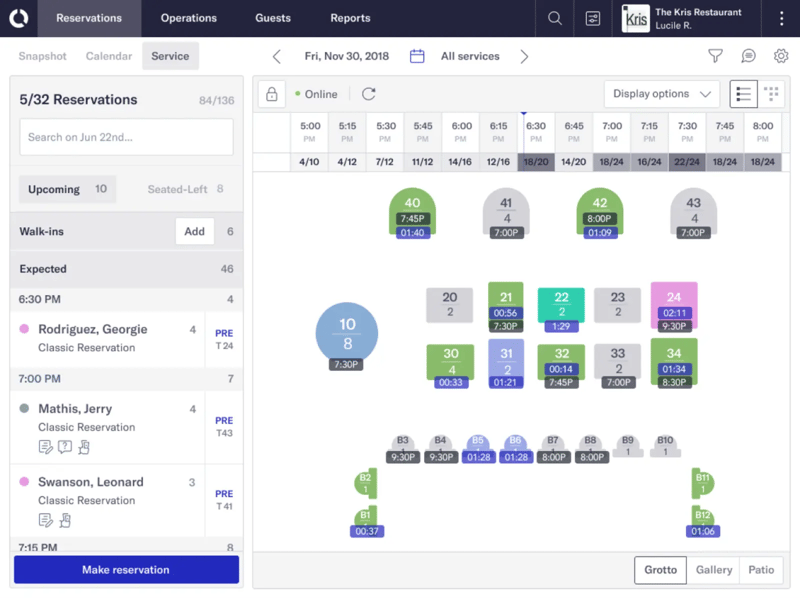 Tock restaurant system