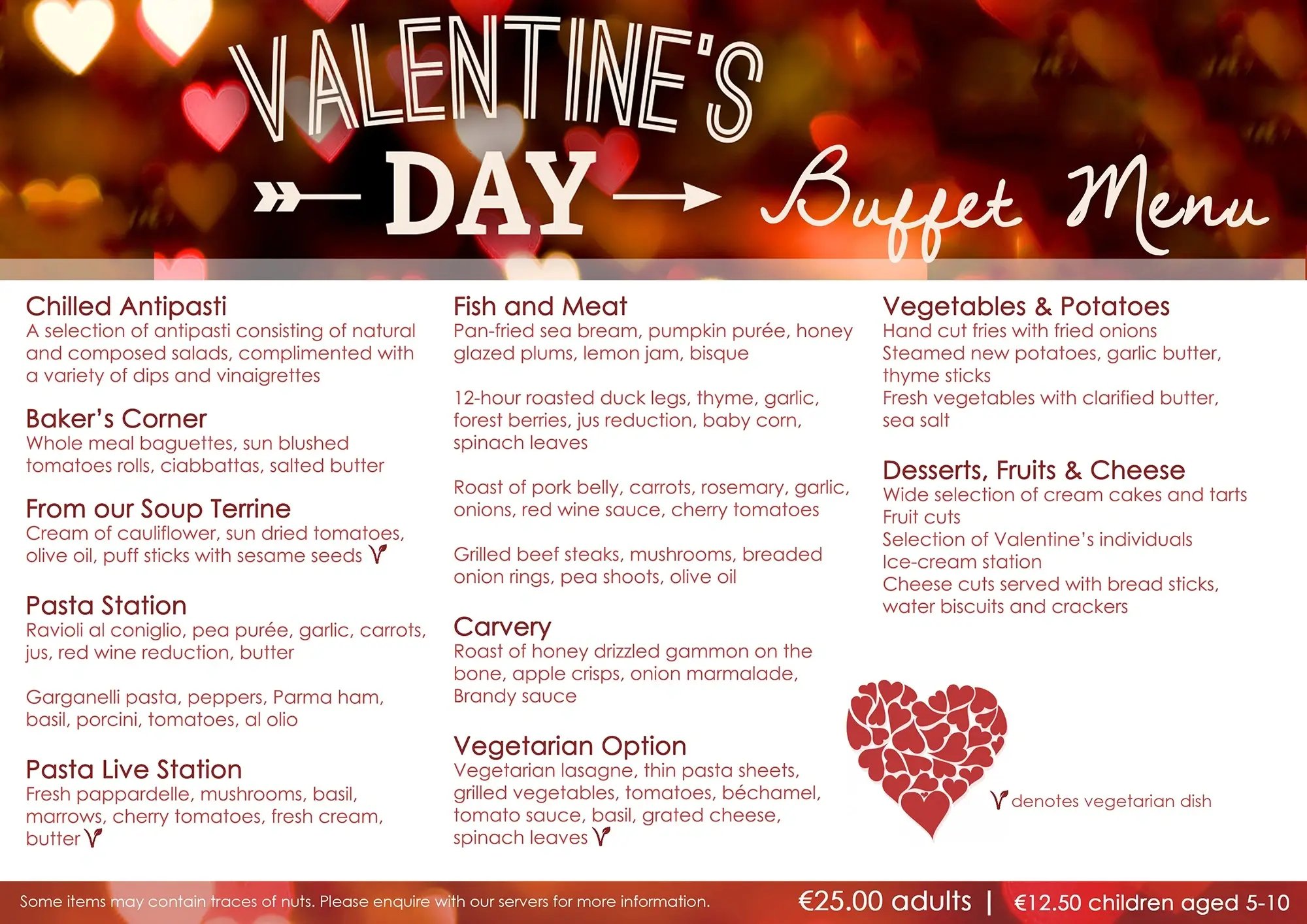 Valentine's day special menu