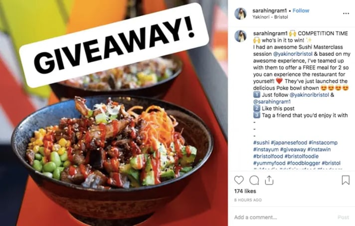 Restaurant giveaways