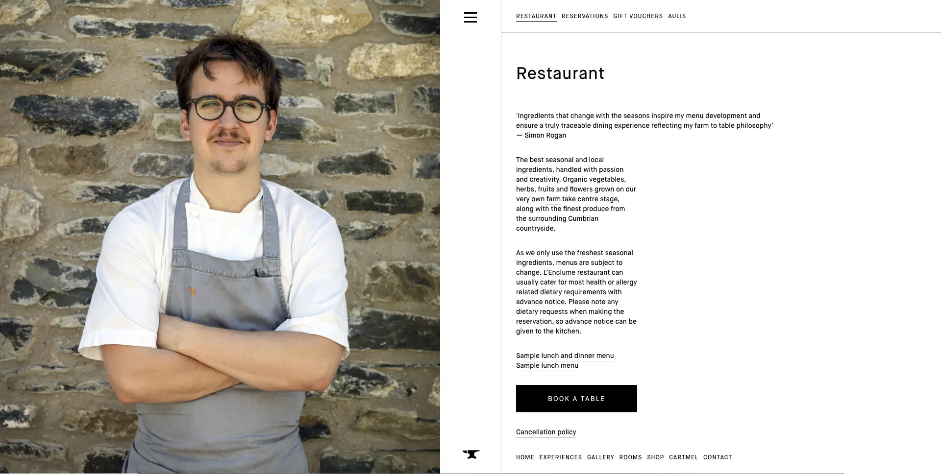 great website restaurant layout