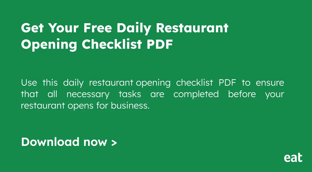 Daily restaurant opening checklist pdf