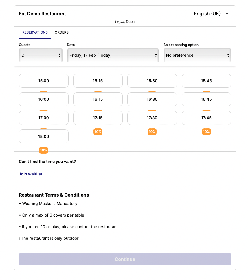 booking widget