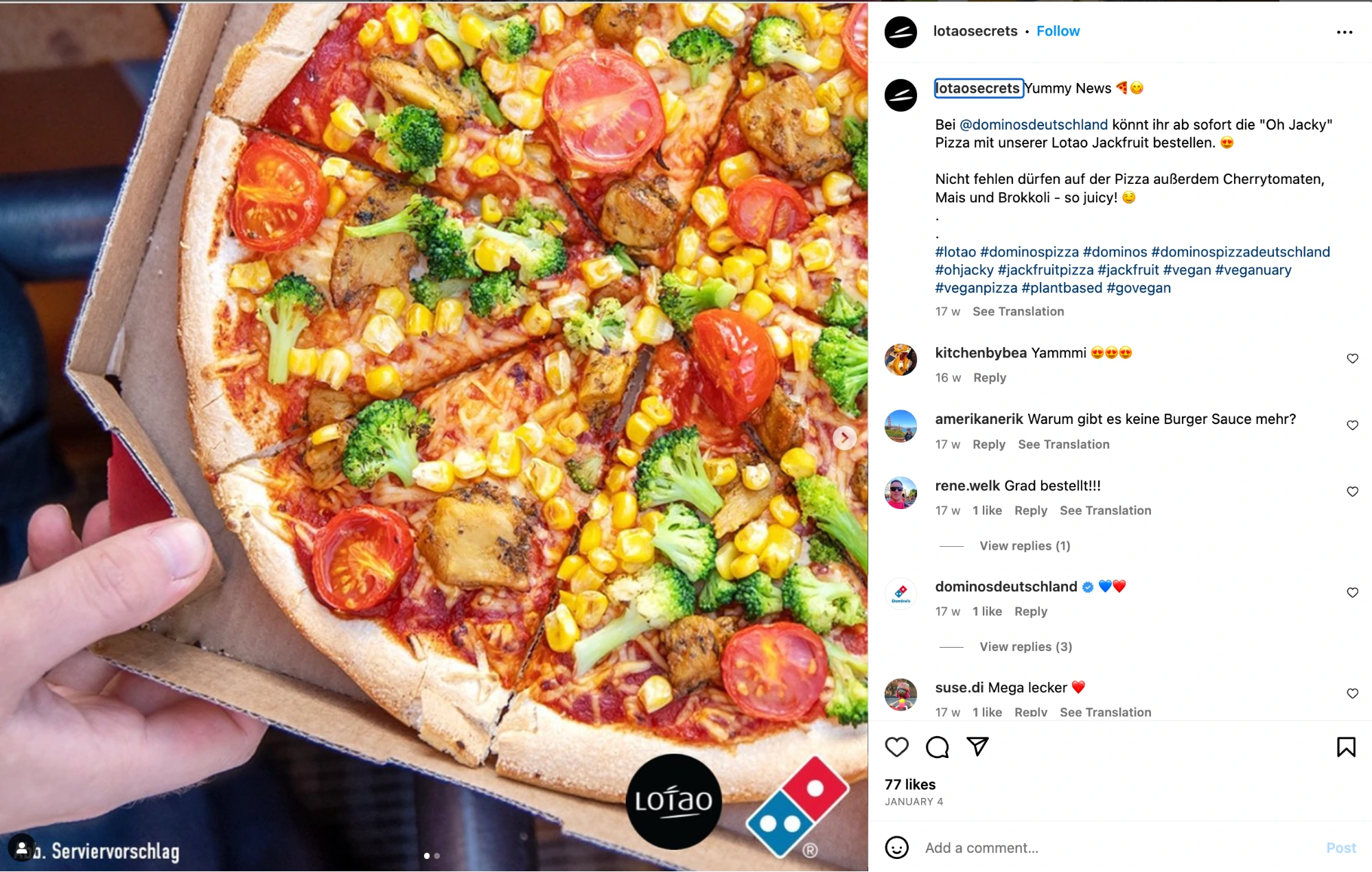 Dominos Pizza restaurant influencer campaign