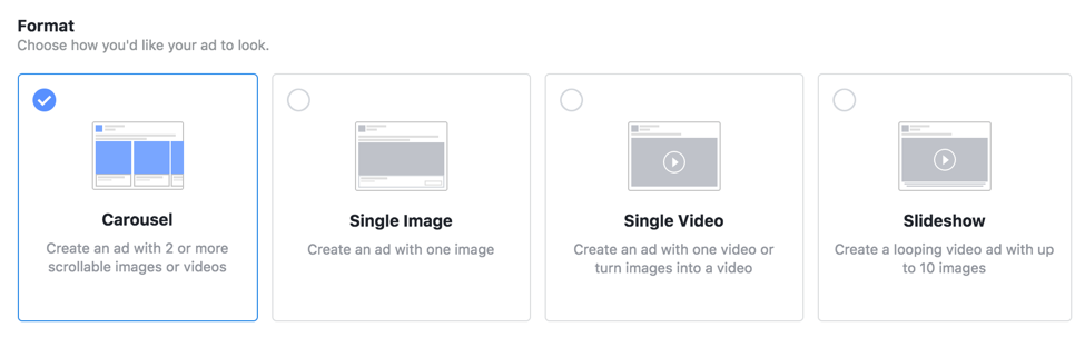 instagram ads format