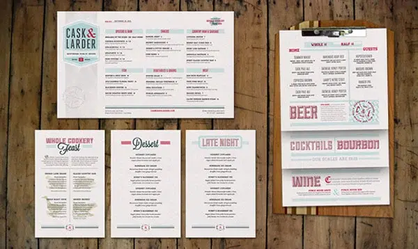 menu in different style